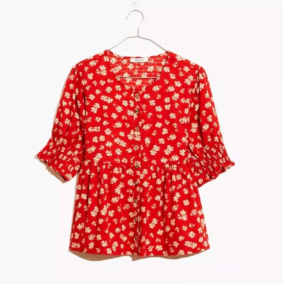 NWT Madewell Puff-Sleeve Button-Front Top - Picture 11 of 11